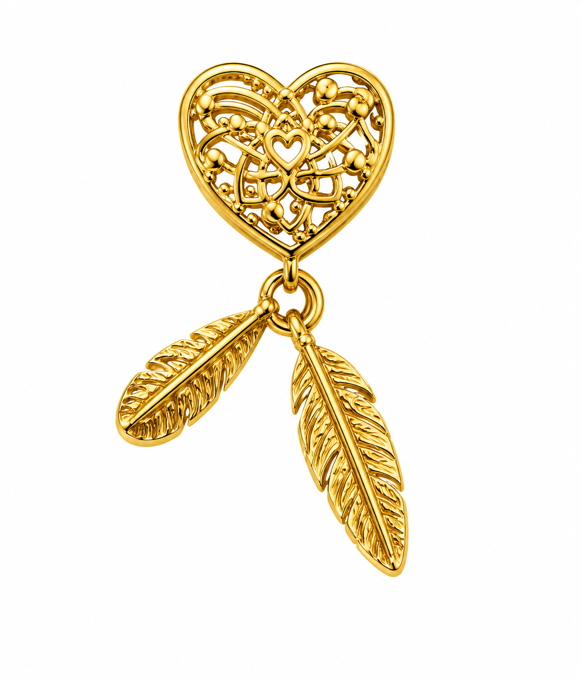 Dije separador corazon pluma